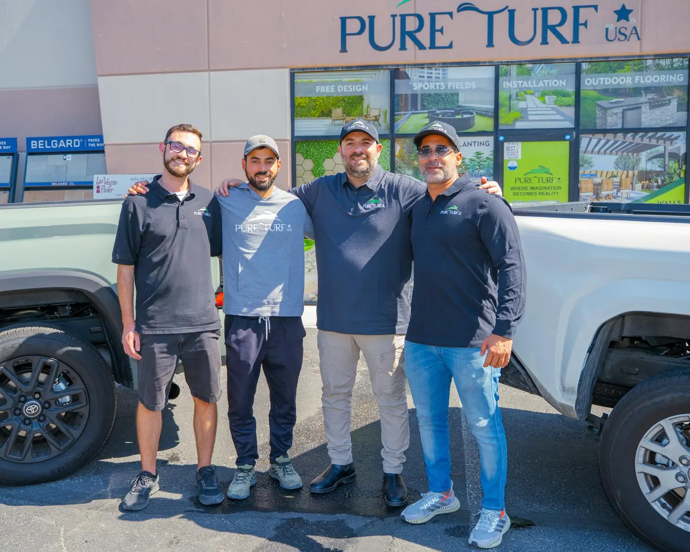 The Pure Turf & Hardscape team outside the Las Vegas showroom